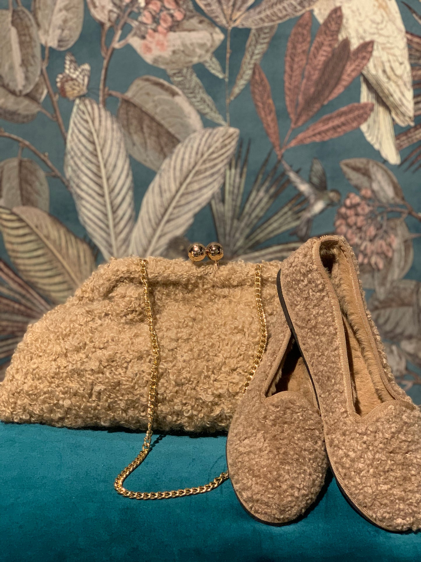 Friulane Teddy beige con eco-pelliccia