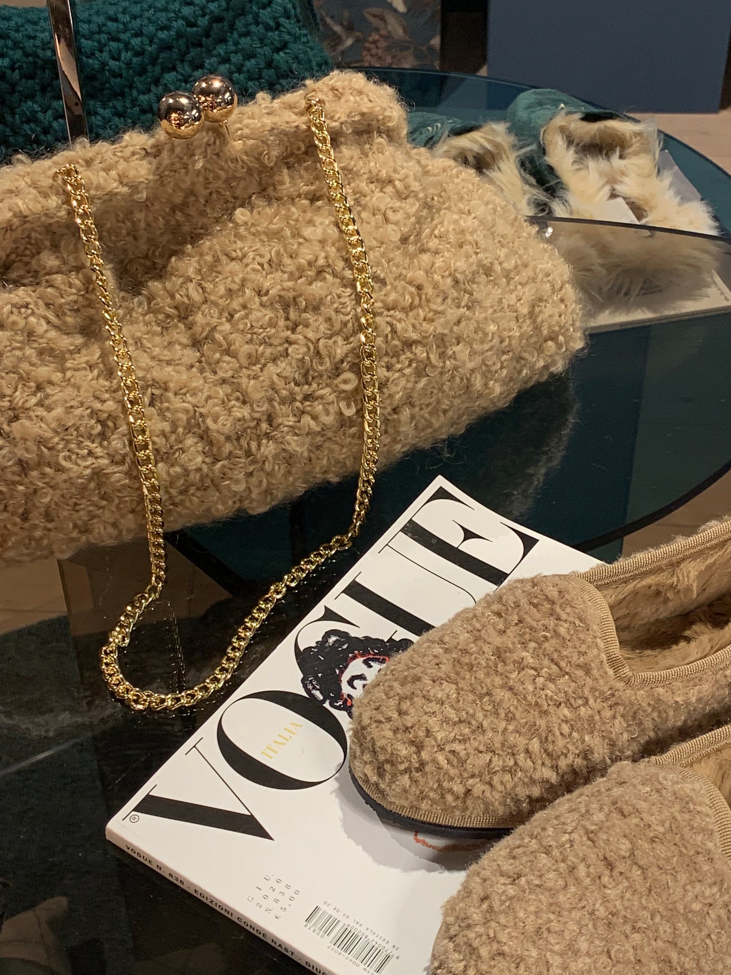Friulane Teddy beige con eco-pelliccia