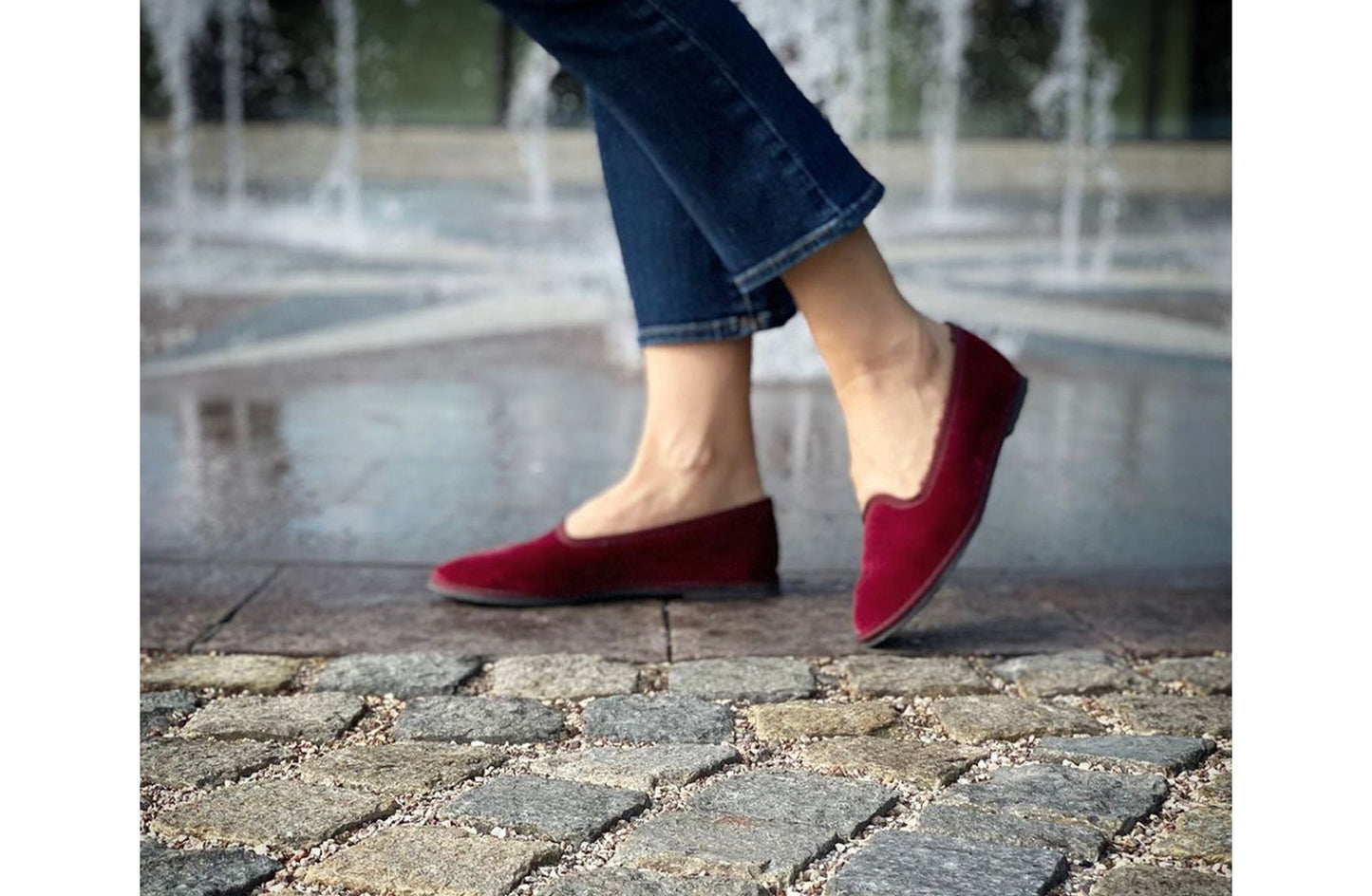 Friulane Velluto bordeaux con eco-pelliccia