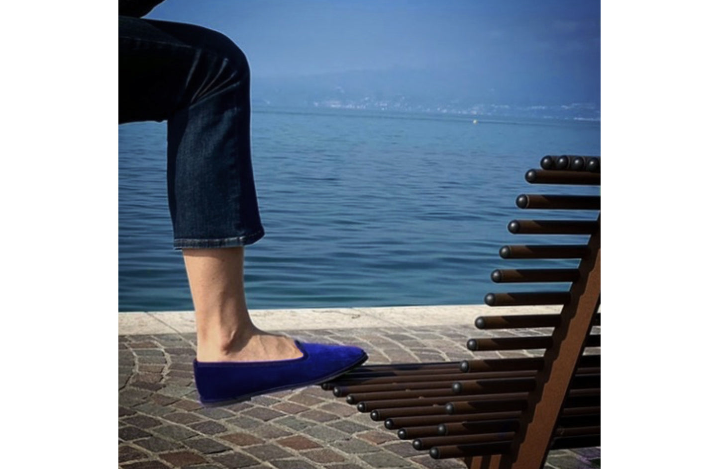 Friulane Velluto blu con eco-pelliccia