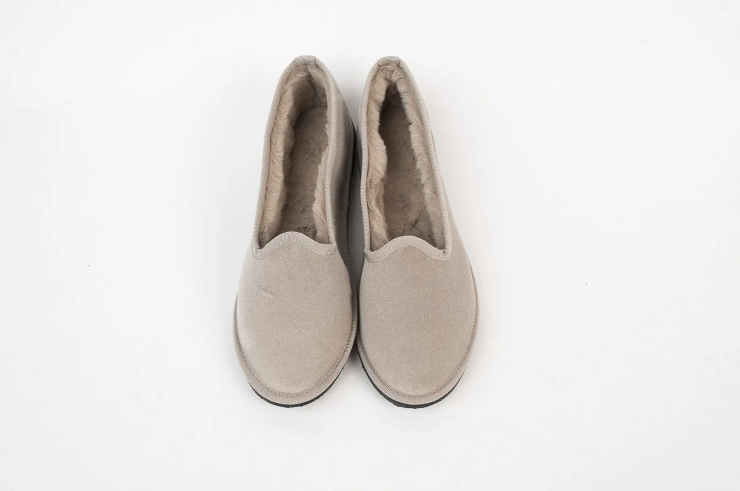 Friulane Velluto beige con eco-pelliccia