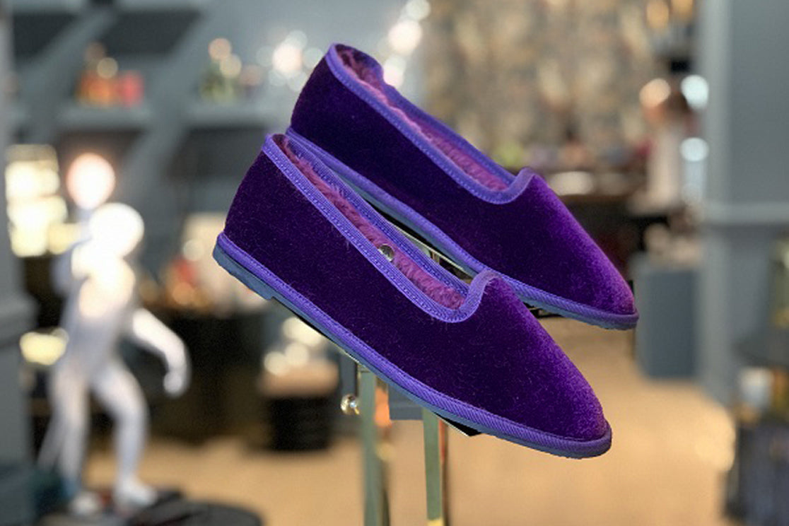 Friulane Velluto viola con eco-pelliccia