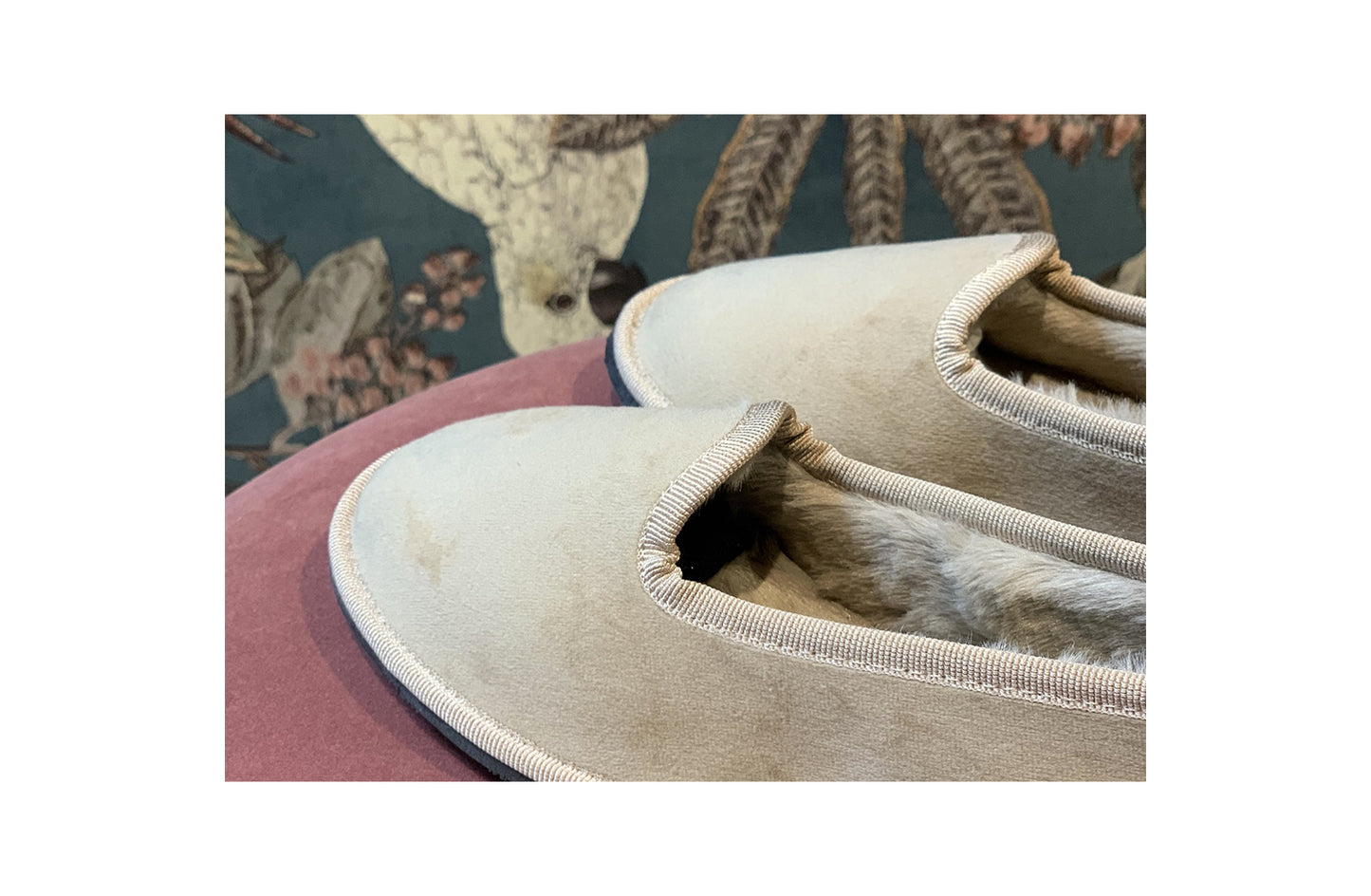 Friulane Velluto beige con eco-pelliccia